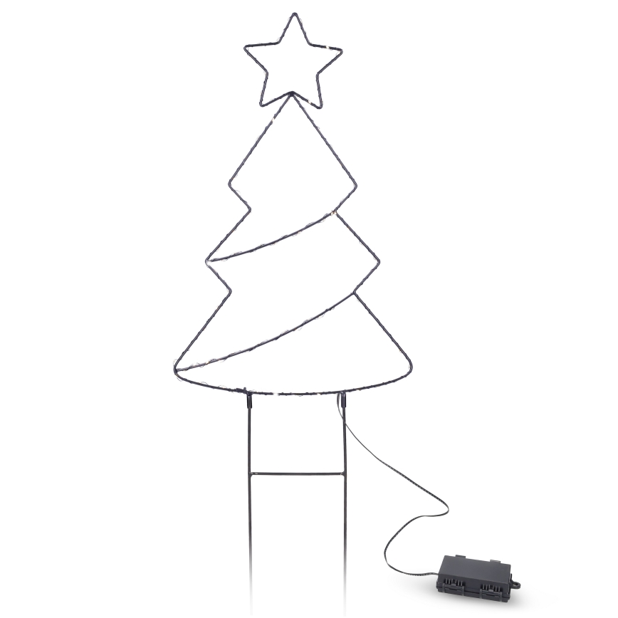 Brilagi - Pom de Crăciun luminos pentru exterior, LED, alimentare 3xAA, IP44, 68x29 cm