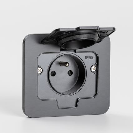 Brilagi - Priză de pardoseală încastrată pentru exterior IP55, neagră, dreptunghiulară