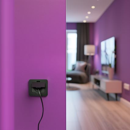 Brilagi - Priză de pardoseală încastrată pentru exterior IP55, neagră, dreptunghiulară