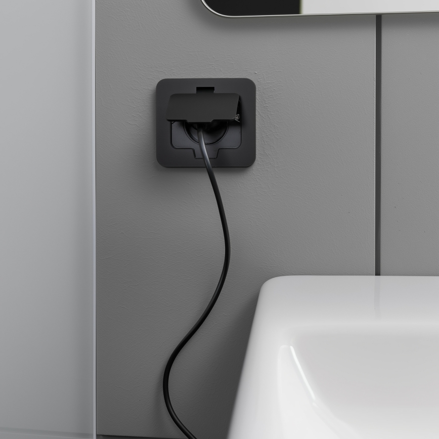 Brilagi - Priză de pardoseală încastrată pentru exterior IP55, neagră, dreptunghiulară