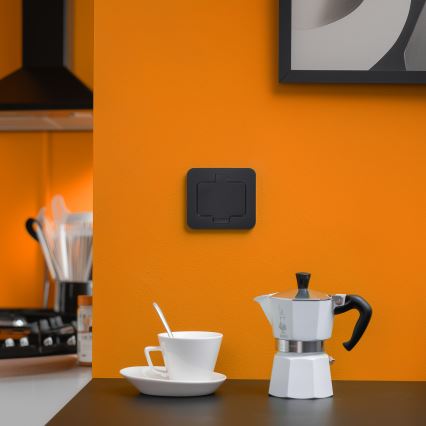 Brilagi - Priză de pardoseală încastrată pentru exterior IP55, neagră, dreptunghiulară