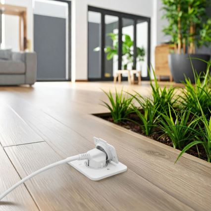 Brilagi - Priză de podea încastrată pentru exterior, IP55, albă, dreptunghiulară