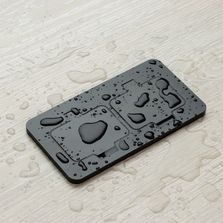 Brilagi - Priză dublă încastrabilă în podea pentru exterior, IP55, neagră, dreptunghiulară