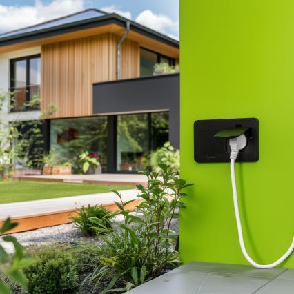 Brilagi - Priză dublă încastrabilă în podea pentru exterior, IP55, neagră, dreptunghiulară