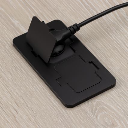 Brilagi - Priză dublă încastrabilă în podea pentru exterior, IP55, neagră, dreptunghiulară