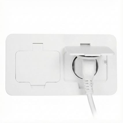 Brilagi - Priză dublă încastrabilă pentru exterior, montaj în pardoseală, IP55, albă, dreptunghiulară