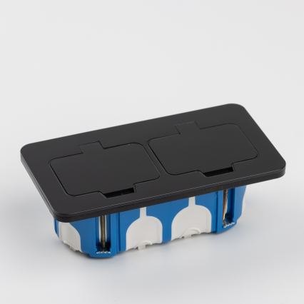 Brilagi - Priză dublă încastrată pentru bucătărie INBOX IP55 neagră dreptunghiulară