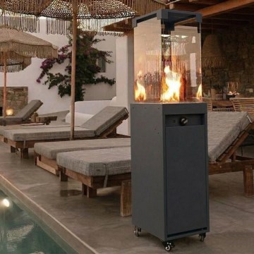 Brilagi - Șemineu exterior pe gaz FLARO GAS, 142x36 cm, 8 kW, 1x AAA, negru + husă de protecție