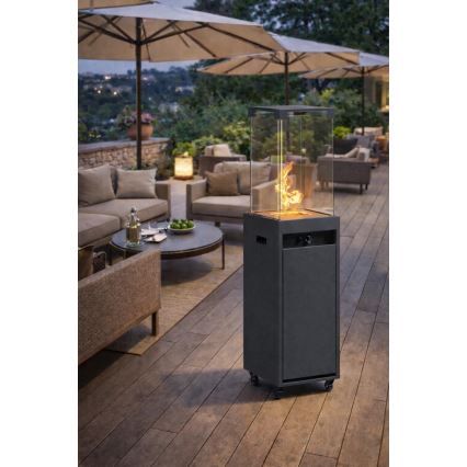 Brilagi - Șemineu pe gaz pentru exterior FLARO GAS, 142 x 36 cm, 8 kW, 1x AAA, antracit, cu husă de protecție