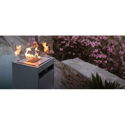 Brilagi - Șemineu pe gaz pentru exterior FLARO GAS, 142 x 36 cm, 8 kW, 1x AAA, antracit, cu husă de protecție