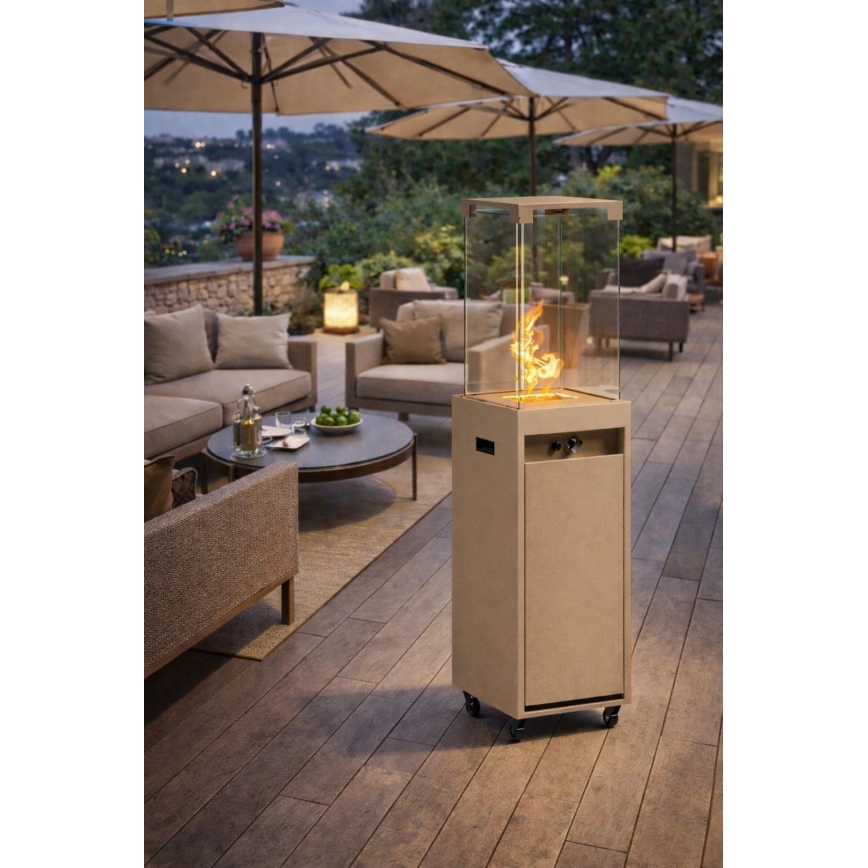 Brilagi - Șemineu pe gaz pentru exterior FLARO GAS, 142 x 36 cm, 8 kW, 1x AAA, bej + husă de protecție