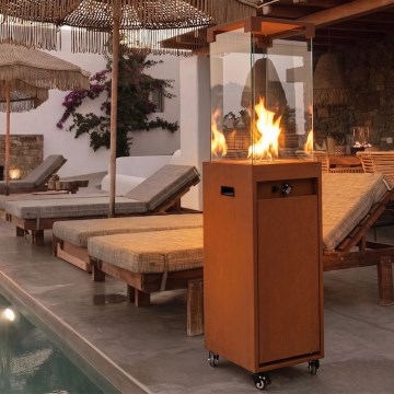 BRILAGI - Șemineu pe gaz pentru exterior FLARO GAS 142x36 cm 8kW 1xAAA ruginiu/maro + husă de protecție