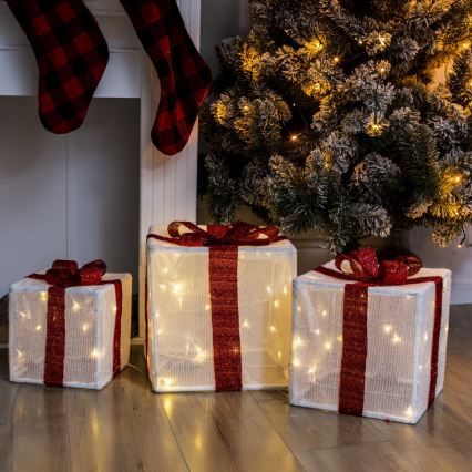 Brilagi - Set de 3 decorațiuni LED de Crăciun pentru exterior, 2,6 W, alimentare 3x AA, IP44, cadouri