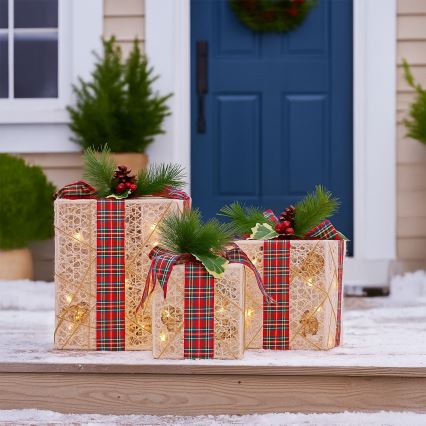 Brilagi - Set de 3 decorațiuni LED de Crăciun pentru exterior, LED/230V IP44, cadouri