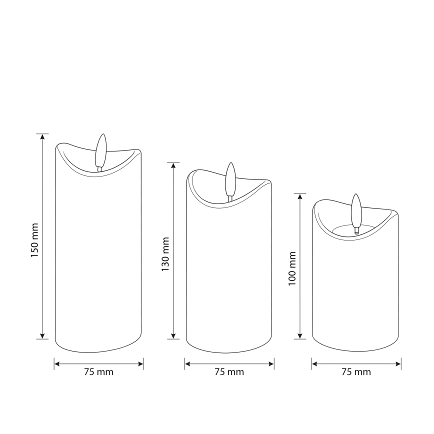 BRILAGI - Set de 3 lumânări LED LED/2xAAA de culoare crem