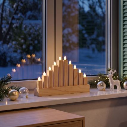 BRILAGI - Sfeșnic de Crăciun din lemn cu LED 10xLED/2xAA
