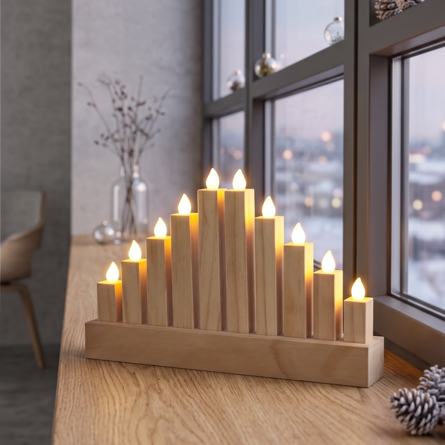 BRILAGI - Sfeșnic de Crăciun din lemn cu LED 10xLED/2xAA