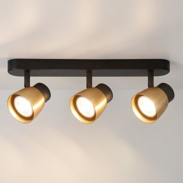 Brilagi - Spot aplicat NUGGET 3xGU10/30W/230V negru/auriu