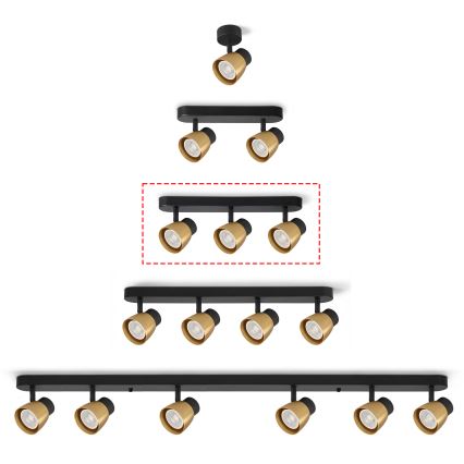 Brilagi - Spot aplicat NUGGET 3xGU10/30W/230V negru/auriu