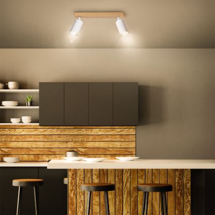 Brilagi - Spot aplicat SELE, 2x GU10/30W/230V, alb/decor stejar