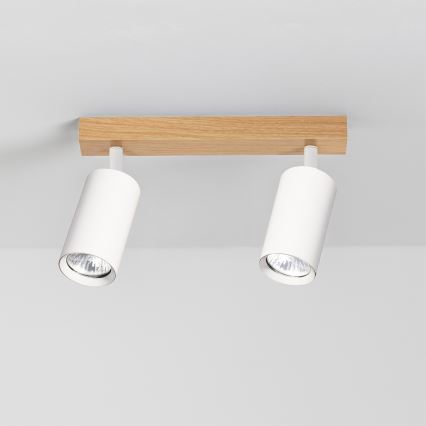 Brilagi - Spot aplicat SELE, 2x GU10/30W/230V, alb/decor stejar