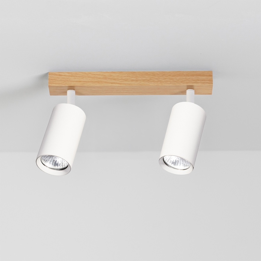 Brilagi - Spot aplicat SELE, 2x GU10/30W/230V, alb/decor stejar