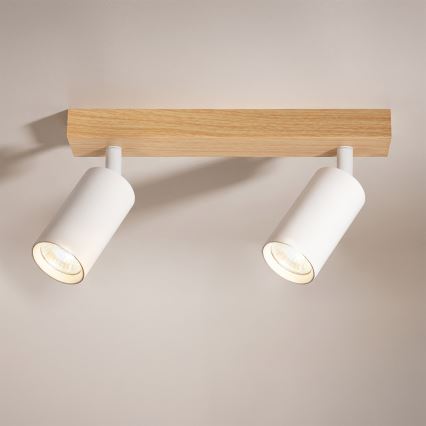 Brilagi - Spot aplicat SELE, 2x GU10/30W/230V, alb/decor stejar