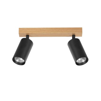 Brilagi - Spot aplicat SELE 2xGU10/30W/230V negru/decor stejar