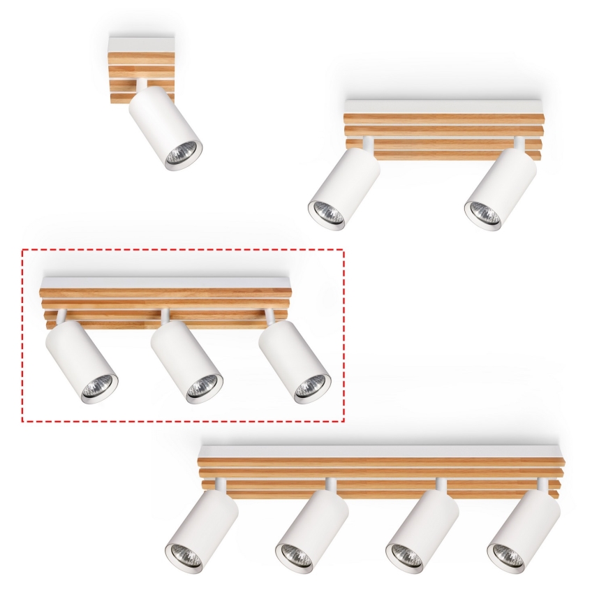 Brilagi - Spot aplicat SELE WOOD 3xGU10/30W/230V alb/lemn