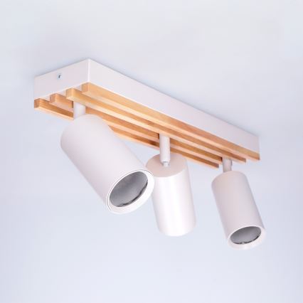 Brilagi - Spot aplicat SELE WOOD ACOUSTIC 3xGU10/30W/230V alb/lemn