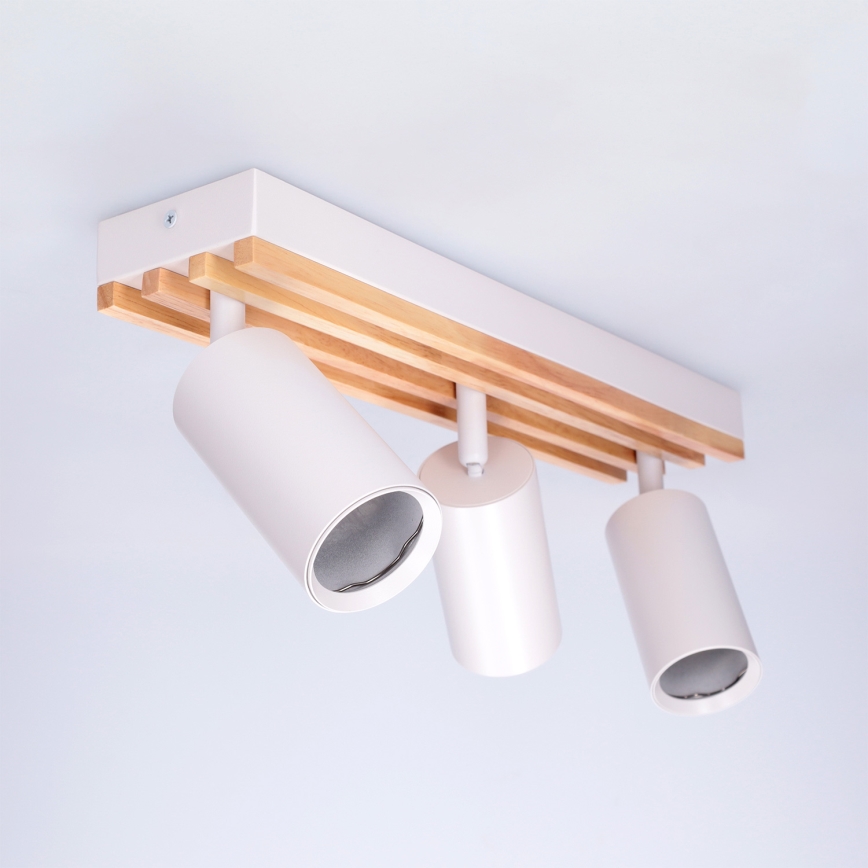 Brilagi - Spot aplicat SELE WOOD ACOUSTIC 3xGU10/30W/230V alb/lemn