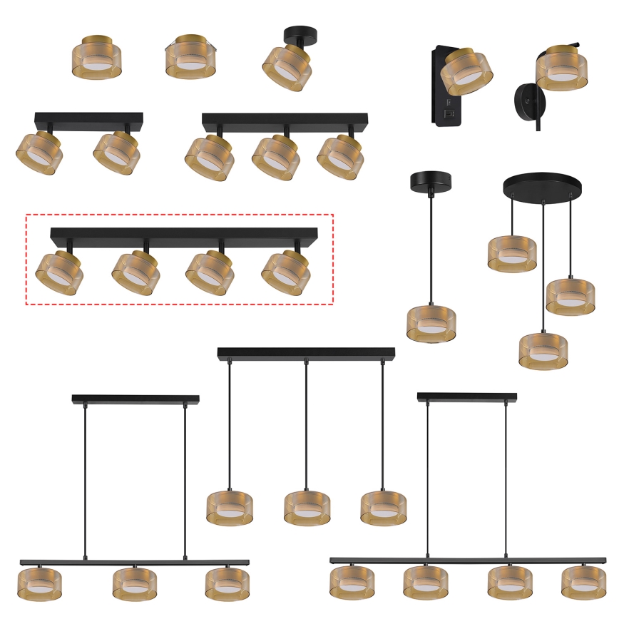 Brilagi - Spot AURA LUX, 4x GX53, 30W, 230V, negru/auriu