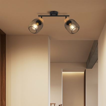 Brilagi - Spot BASKLITE 2x E27, 15W, 230V, lemn/negru