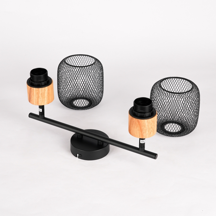 Brilagi - Spot BASKLITE 2x E27, 15W, 230V, lemn/negru