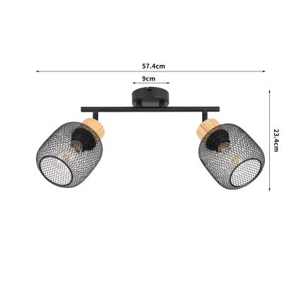 Brilagi - Spot BASKLITE 2x E27, 15W, 230V, lemn/negru