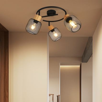 Brilagi - Spot BASKLITE 3xE27/15W/230V lemn/negru