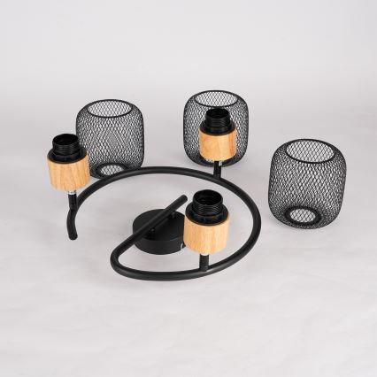 Brilagi - Spot BASKLITE 3xE27/15W/230V lemn/negru