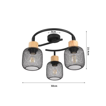 Brilagi - Spot BASKLITE 3xE27/15W/230V lemn/negru