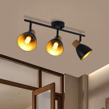 Brilagi - Spot de tavan ODENSE, 3x E14/10W/230V, lemn/negru