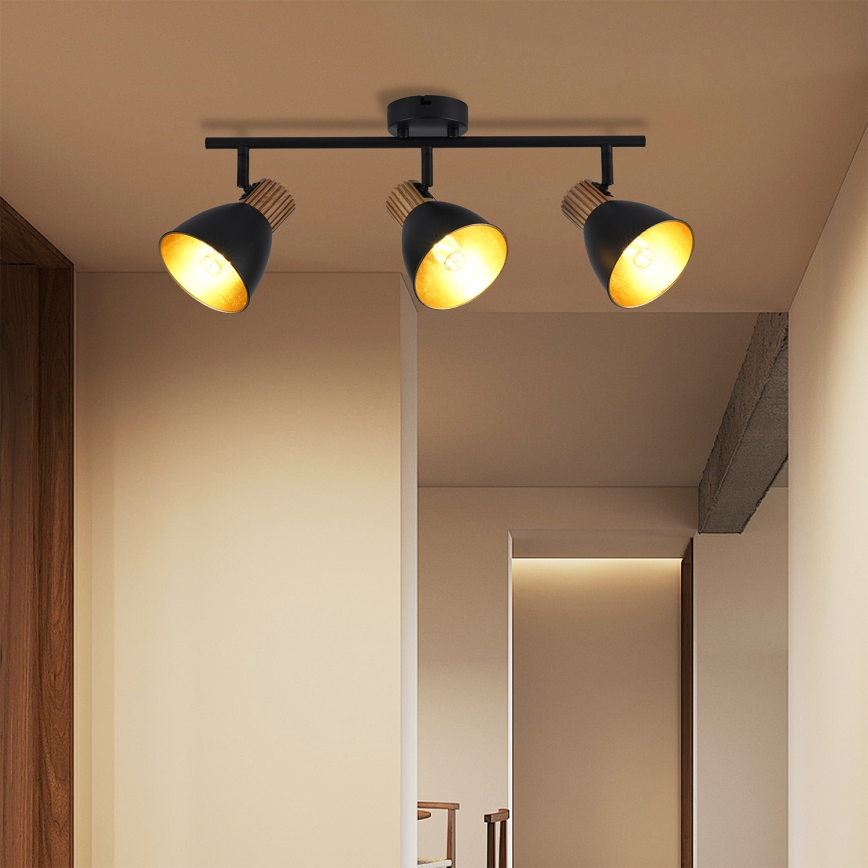 Brilagi - Spot de tavan ODENSE, 3x E14/10W/230V, lemn/negru