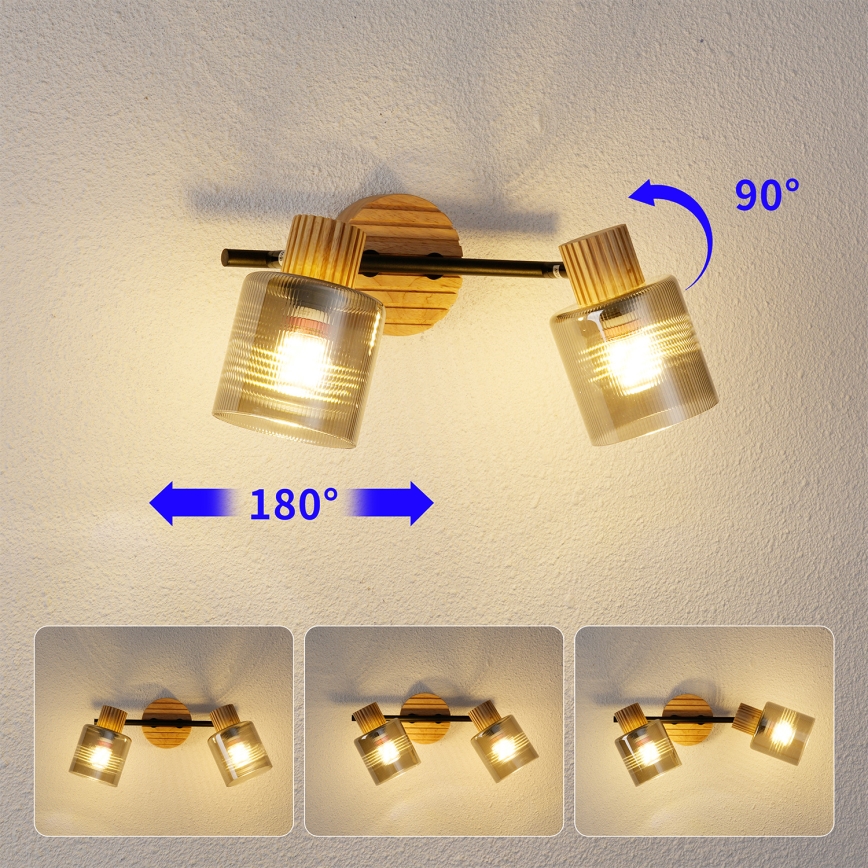 Brilagi - Spot HYGGE 2xE14/15W/230V lemn/fumuriu