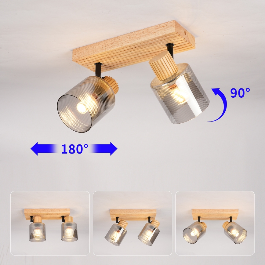 Brilagi - Spot HYGGE 2xE14/15W/230V lemn/fumuriu