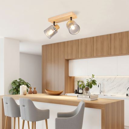 Brilagi - Spot HYGGE 2xE14/15W/230V lemn/fumuriu