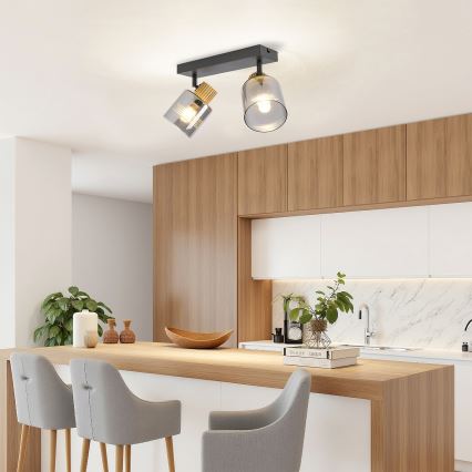 Brilagi - Spot HYGGE 2xE14/15W/230V negru/fumuriu