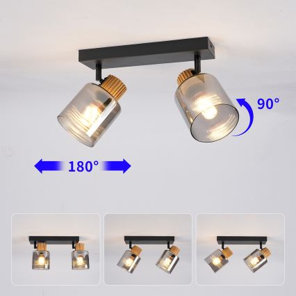 Brilagi - Spot HYGGE 2xE14/15W/230V negru/fumuriu
