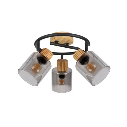 Brilagi - Spot HYGGE 3xE14/15W/230V lemn/sticlă fumurie