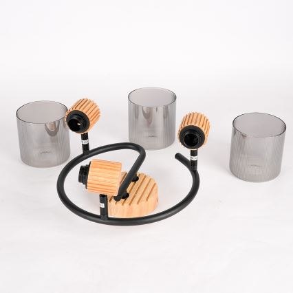 Brilagi - Spot HYGGE 3xE14/15W/230V lemn/sticlă fumurie