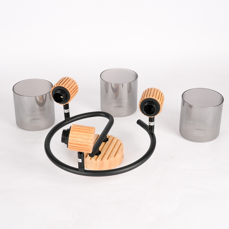 Brilagi - Spot HYGGE 3xE14/15W/230V lemn/sticlă fumurie