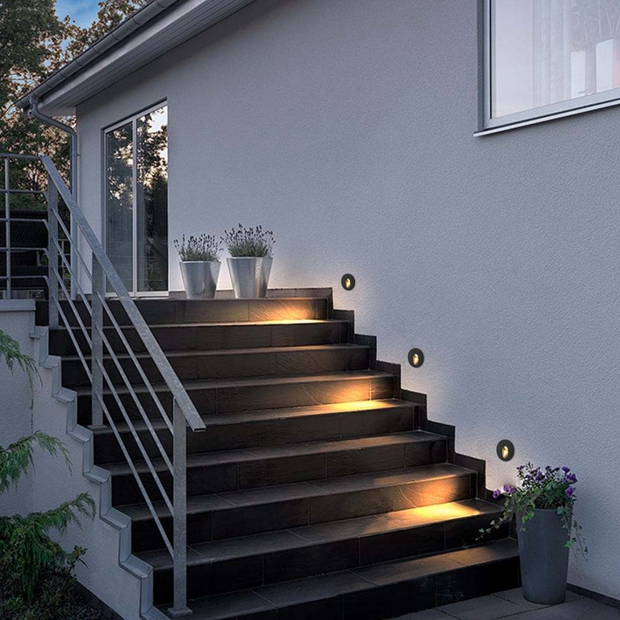 Brilagi - Spot încastrat pentru exterior STAIRDOT LED/2W/230V, negru, IP65, rotund