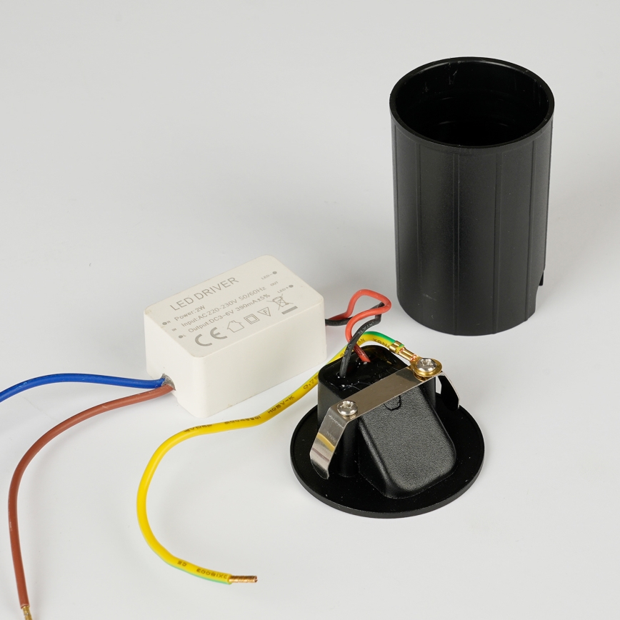 Brilagi - Spot încastrat pentru exterior STAIRDOT LED/2W/230V, negru, IP65, rotund